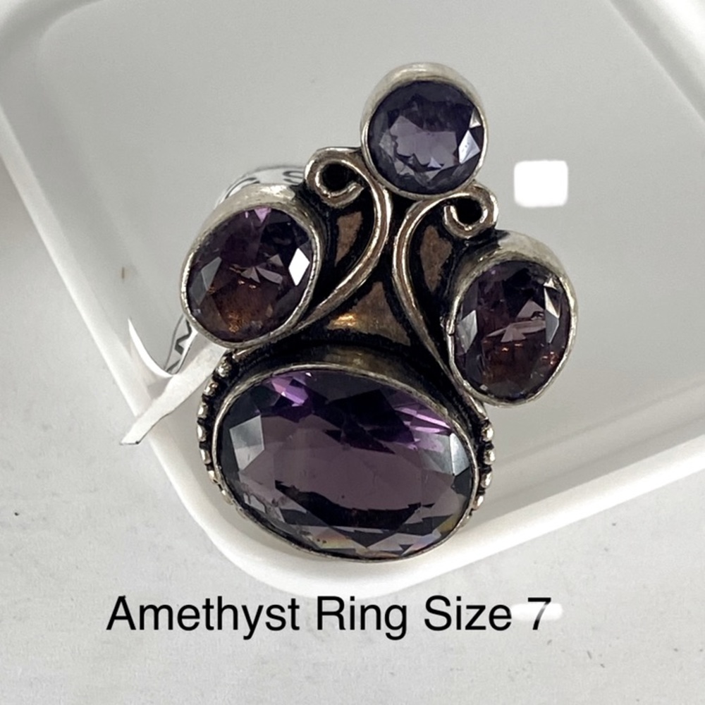 Amethyst Ring Size 7 a set in sterling silver